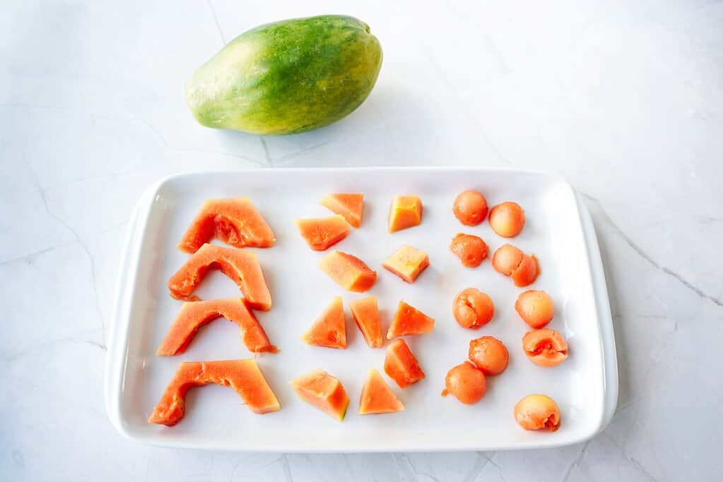Plate of cut papaya