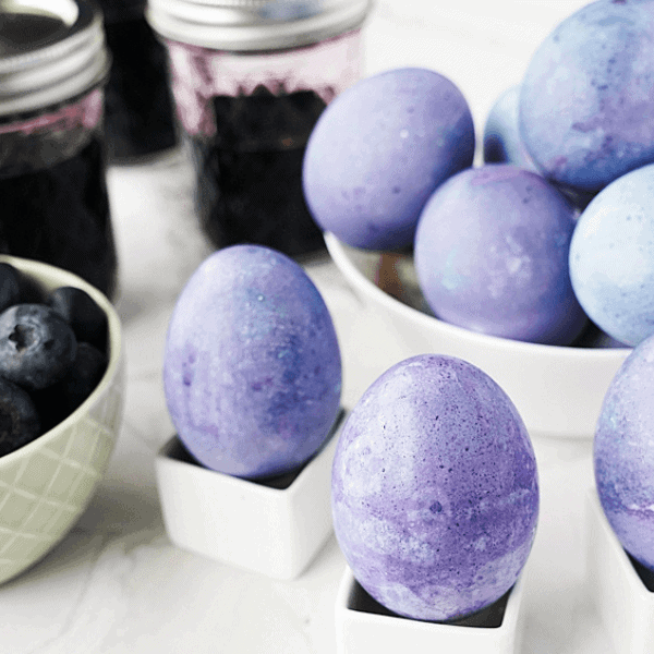 Blueberry-Dyed eggs close up