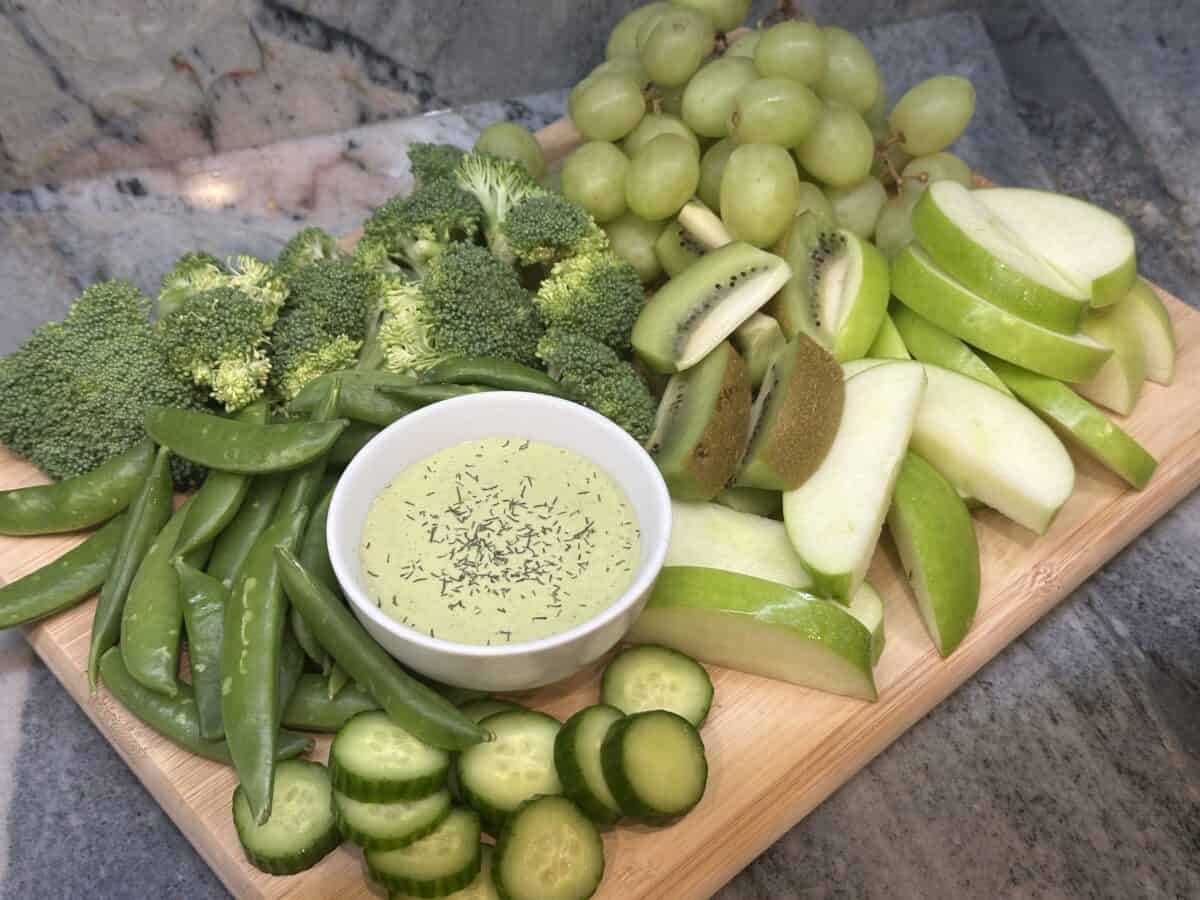 Green Goddess Snack Board on counter