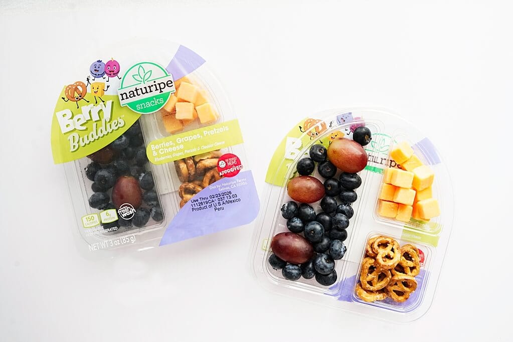Close up of Berry Budies: Berries, Grapes, Pretzels & Cheese