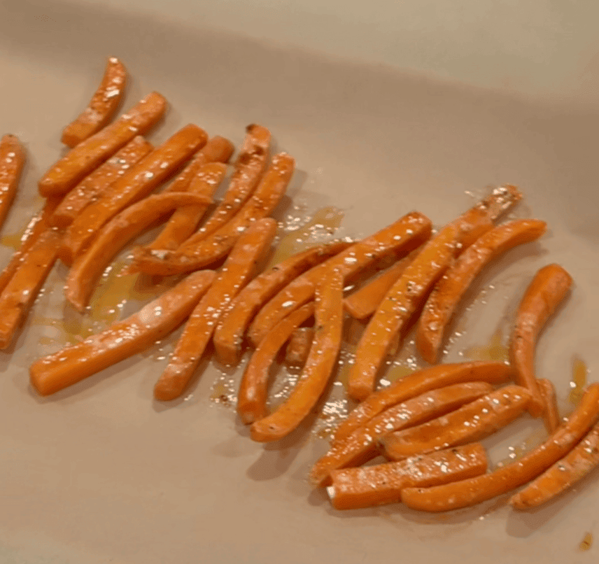 close up of crispy carrot fries