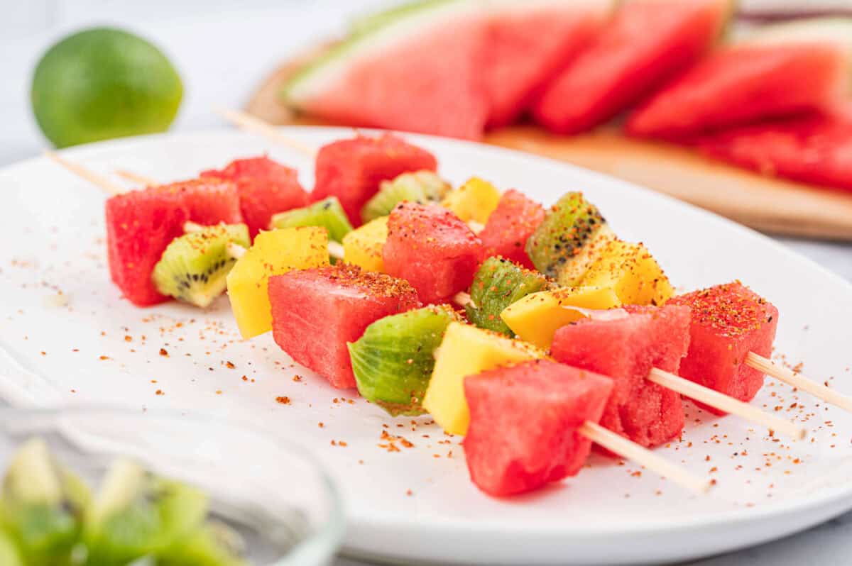 Plater of 3 Tropical Heat Watermelon Skewers