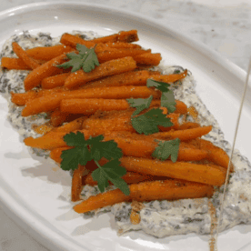 Honey paired on crispy carrot fries