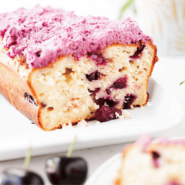 Fresh Cherry loaf of bred on white plate