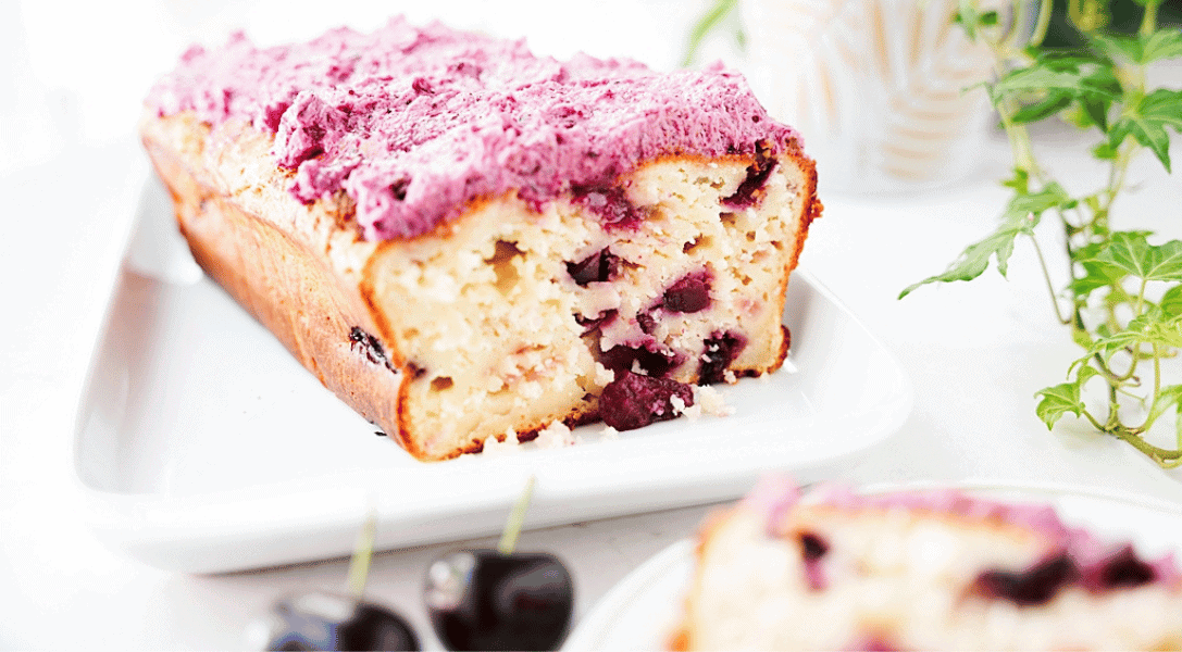 Fresh Cherry loaf of bred on white plate