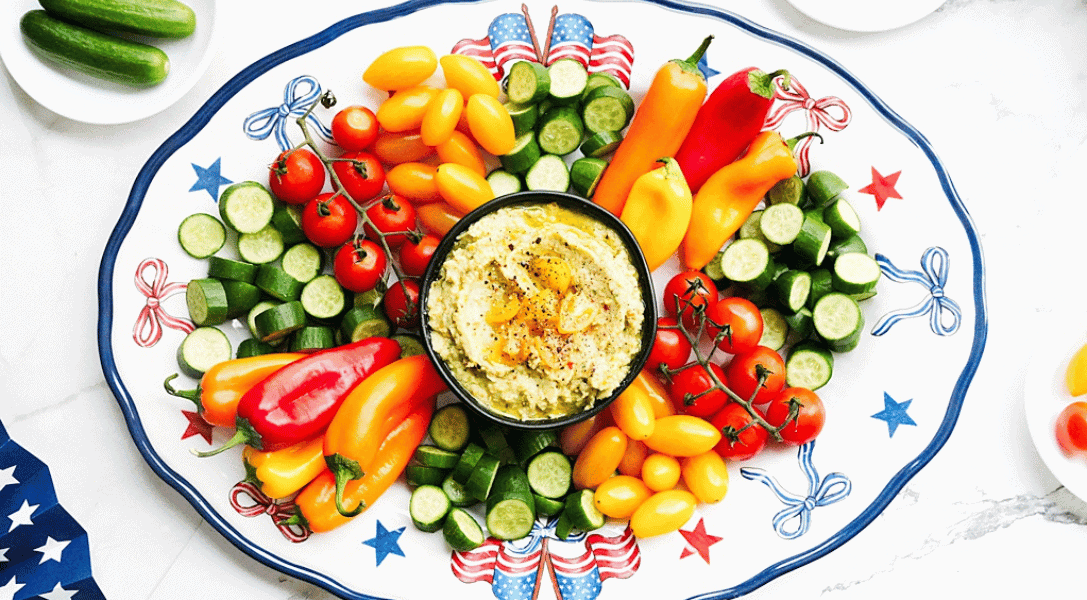 Overhead view of Summer veggie platter