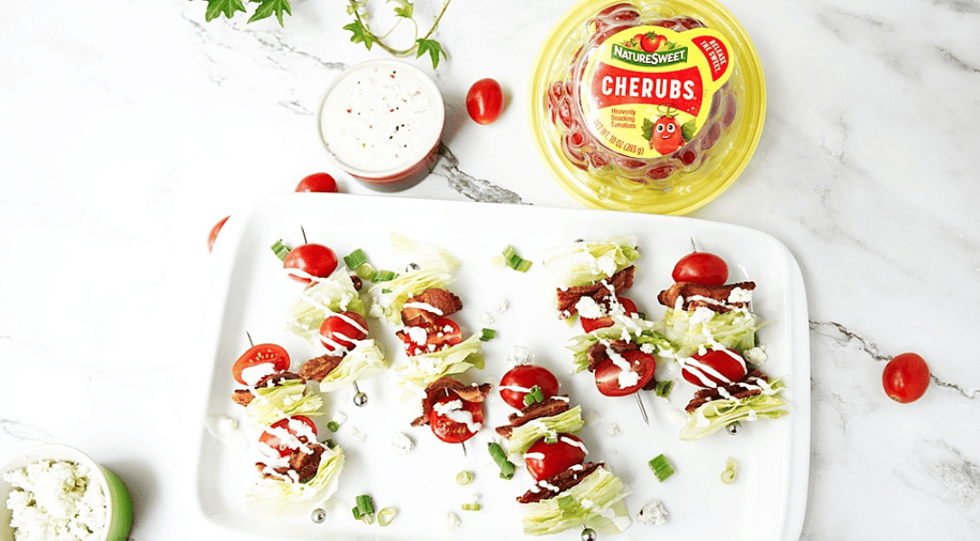Wedge Salad on a Stick with Cherubs in background