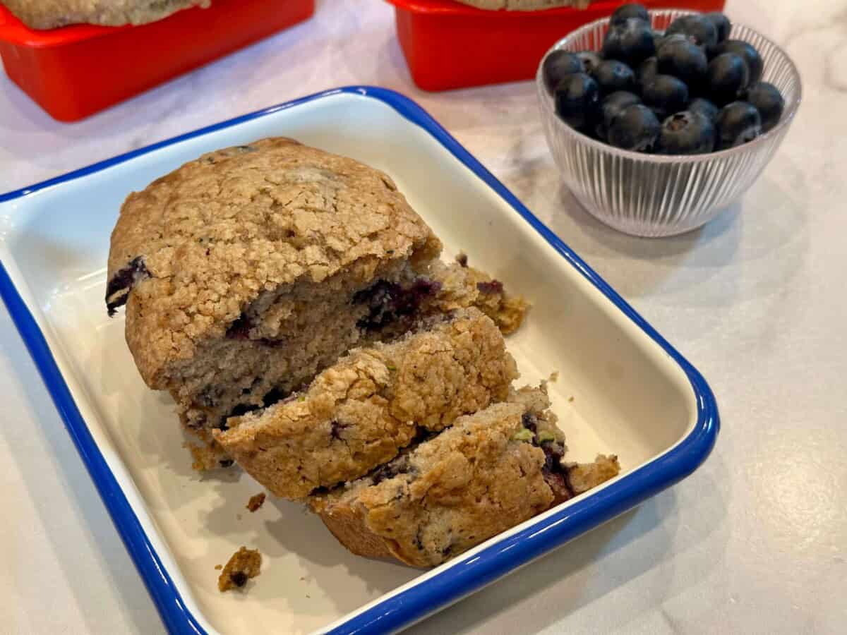 Blueberry Zucchini bread cut