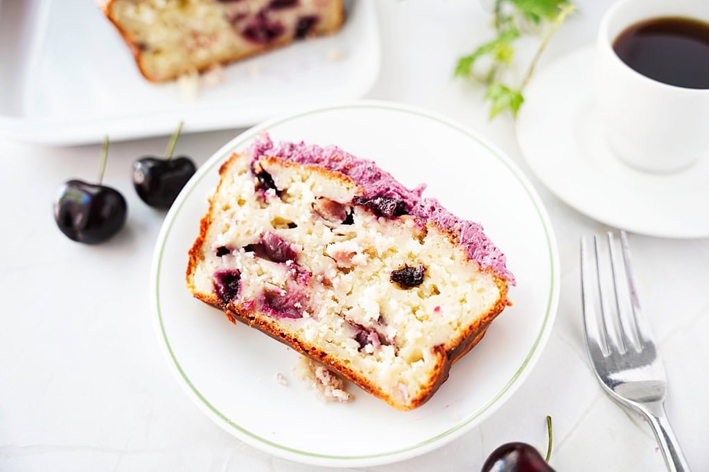 Fresh cherry bread with cherry frosting