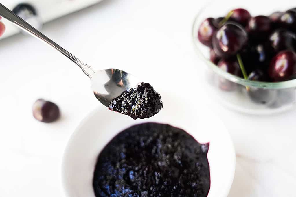Pureed and reduced cherries.