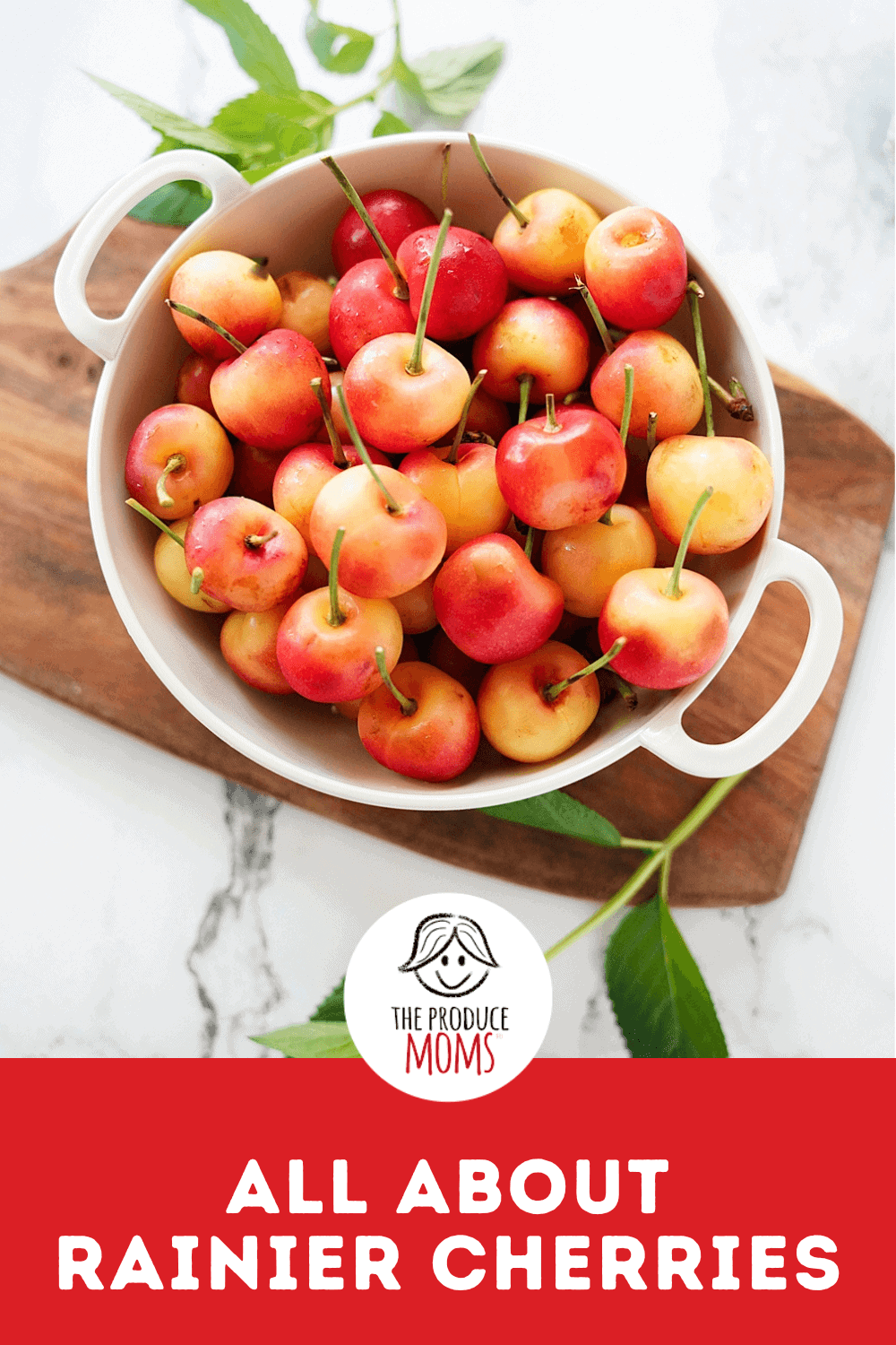 Pinterest Pin All About Rainier Cherries