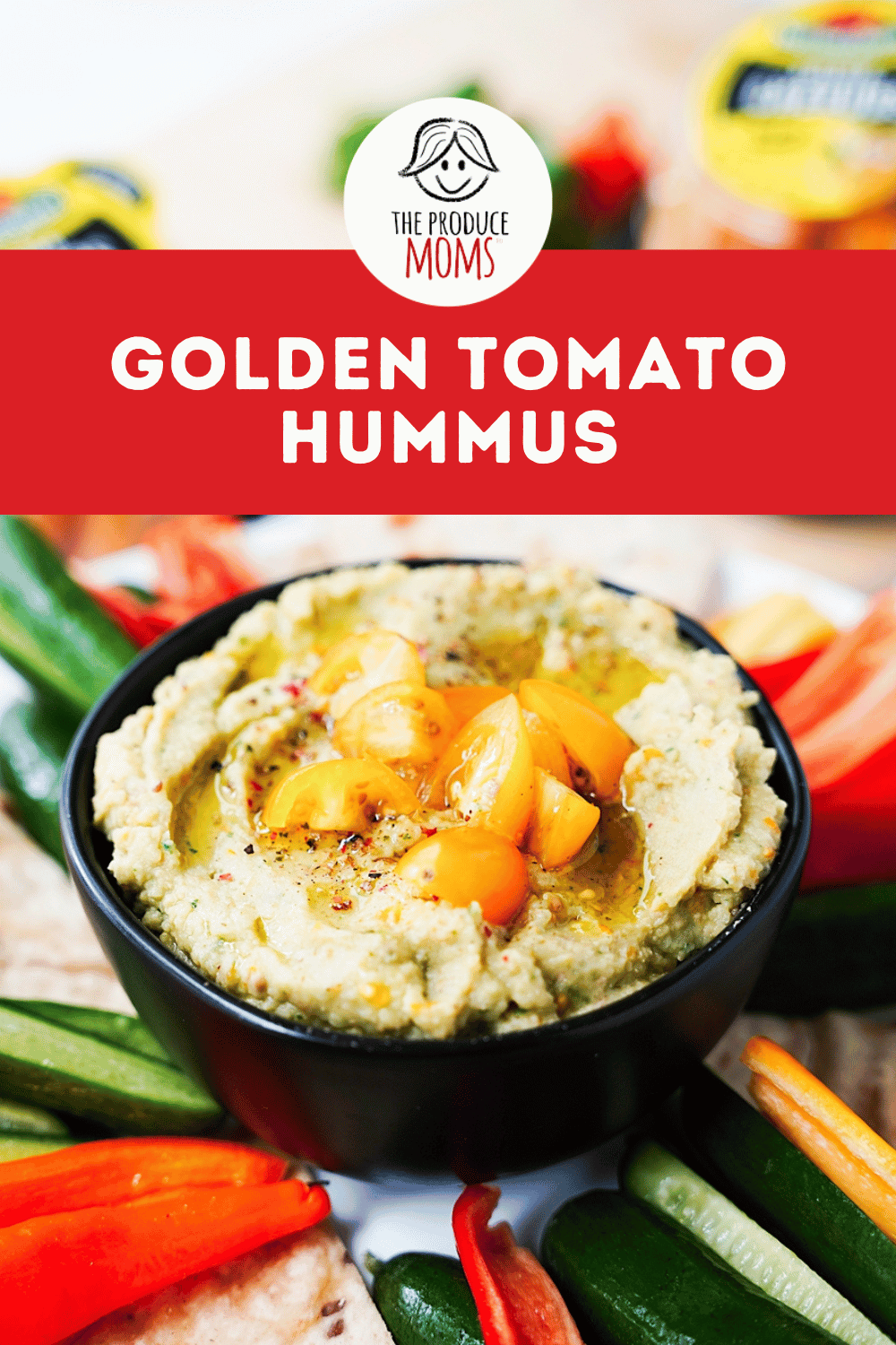 Pinterest Pin Golden Tomato Hummus
