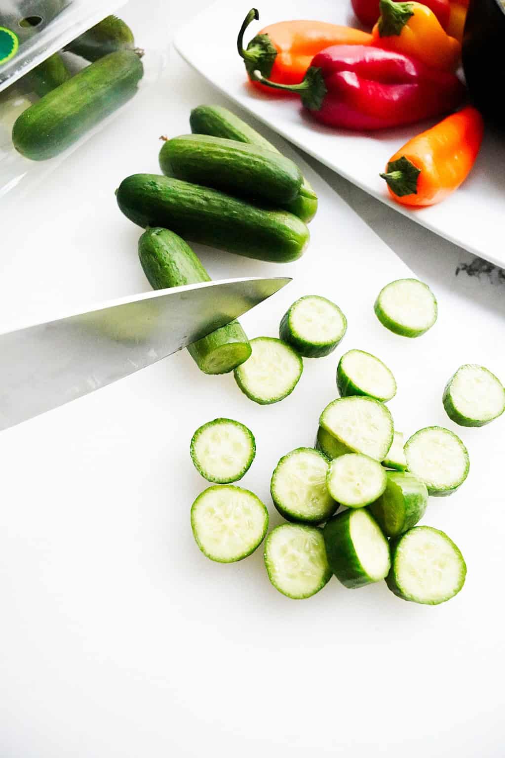Cucumber cut into rounds.