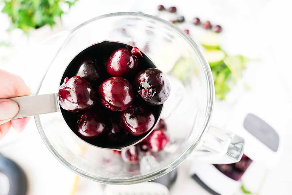Fresh destemmed cherries