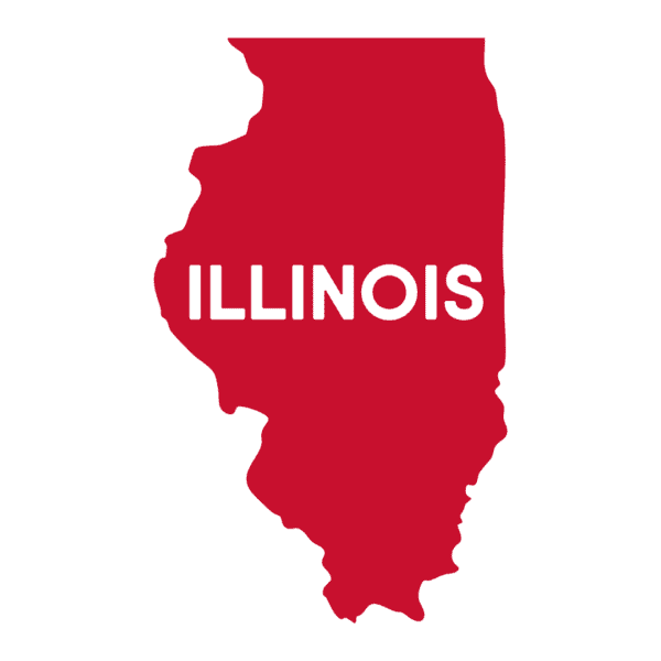 Red outline of the state of Illinois