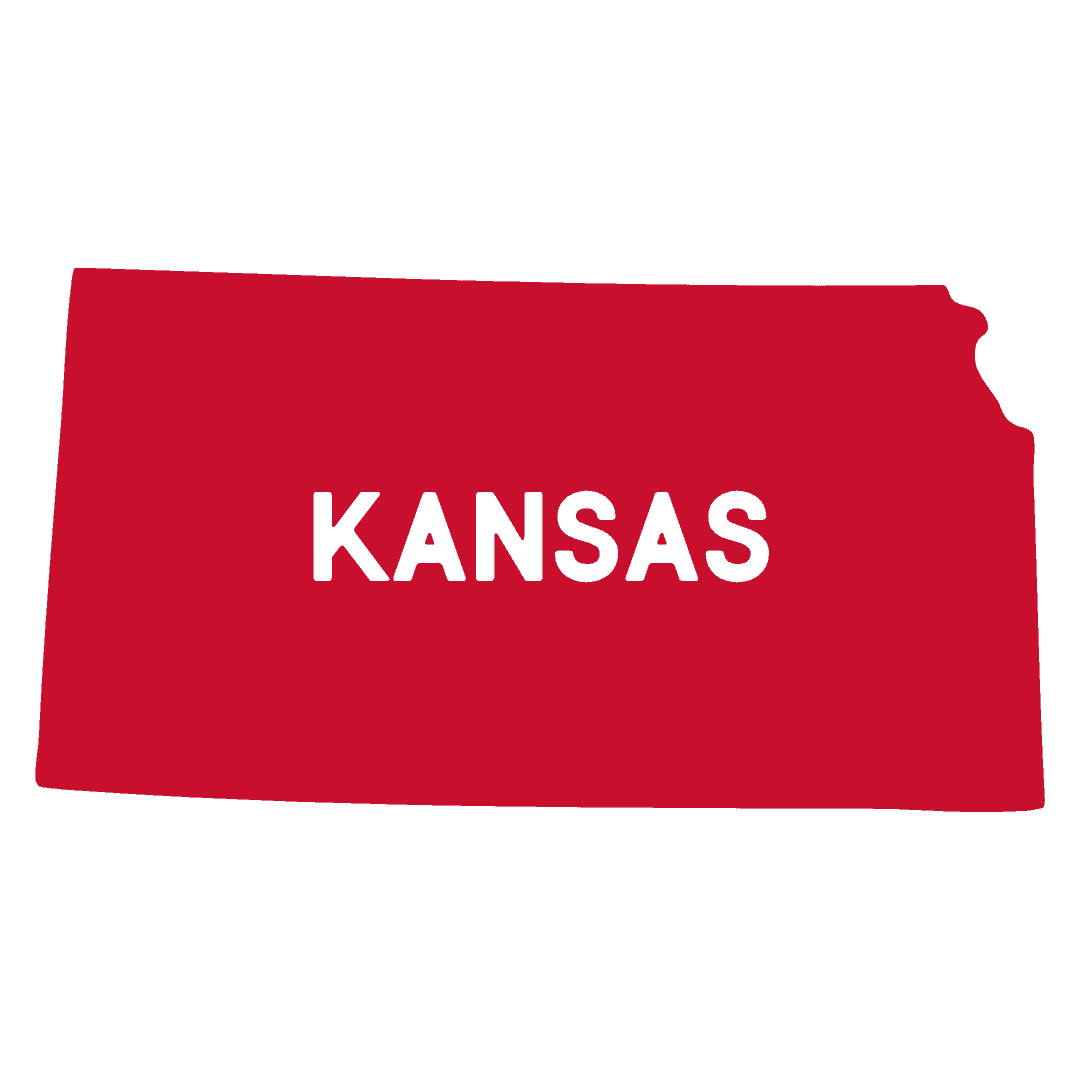 red outline of the state of Kansas