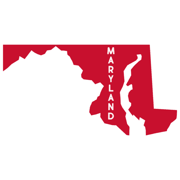 Red outline of Maryland