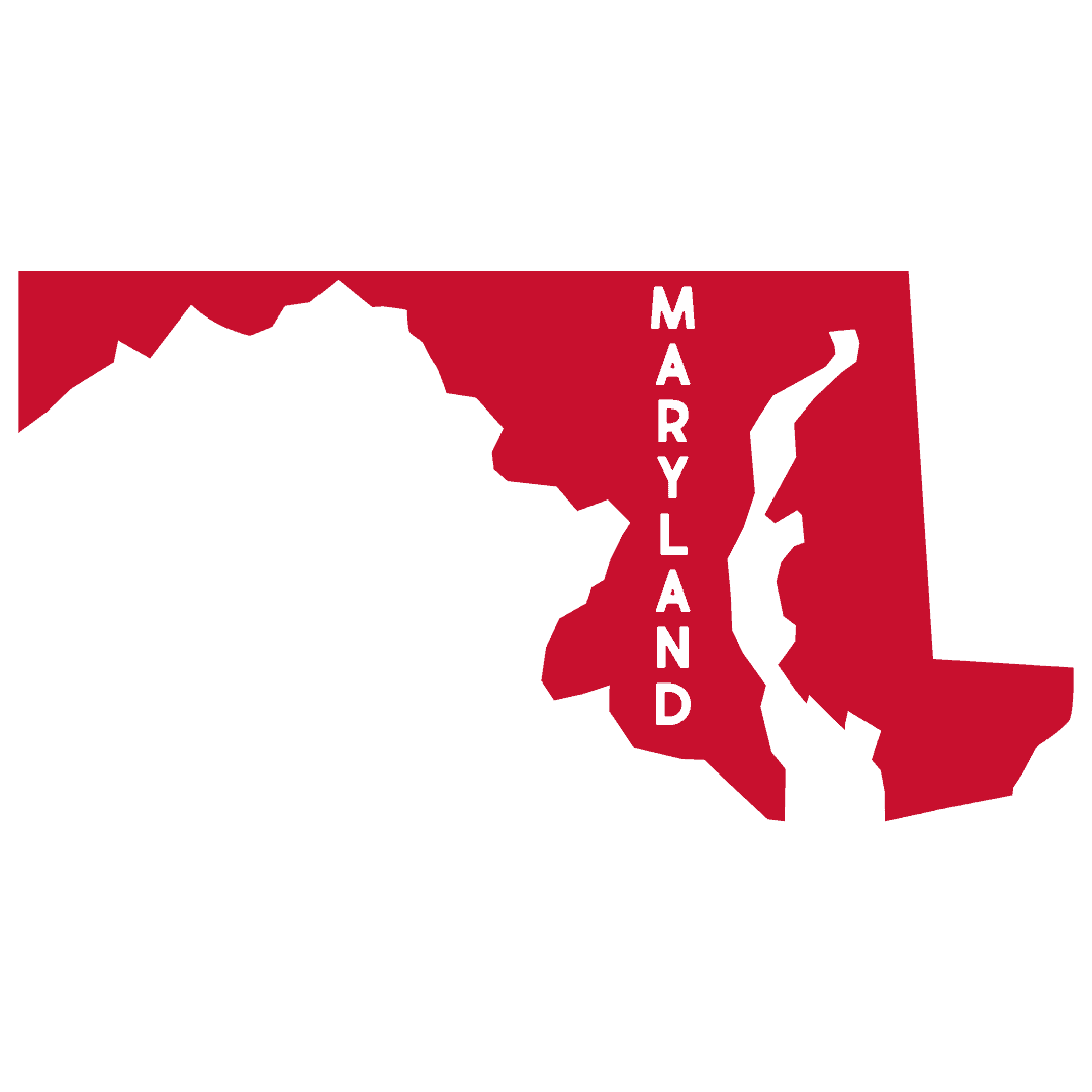 Red outline of Maryland