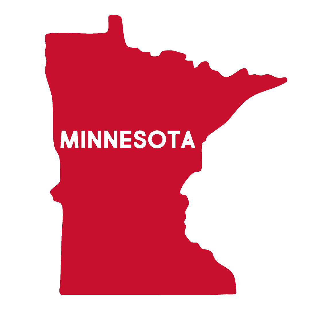 Red outline of Minnesota
