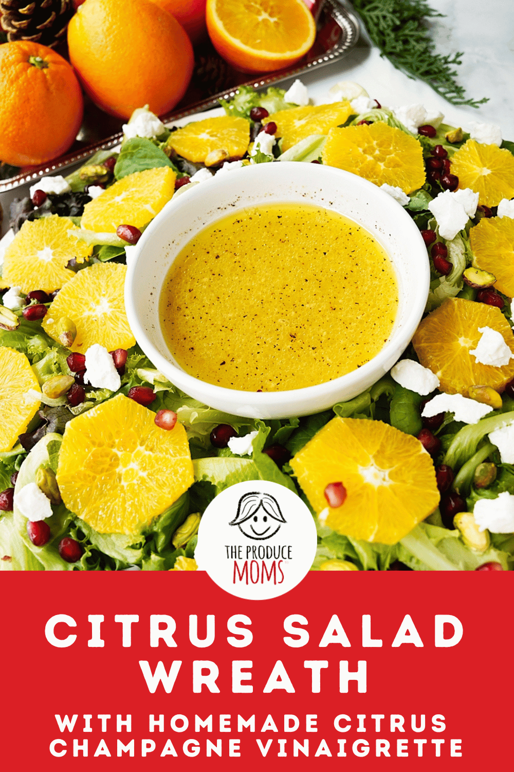 Pinterest Pin Cirtus Salad Wreath