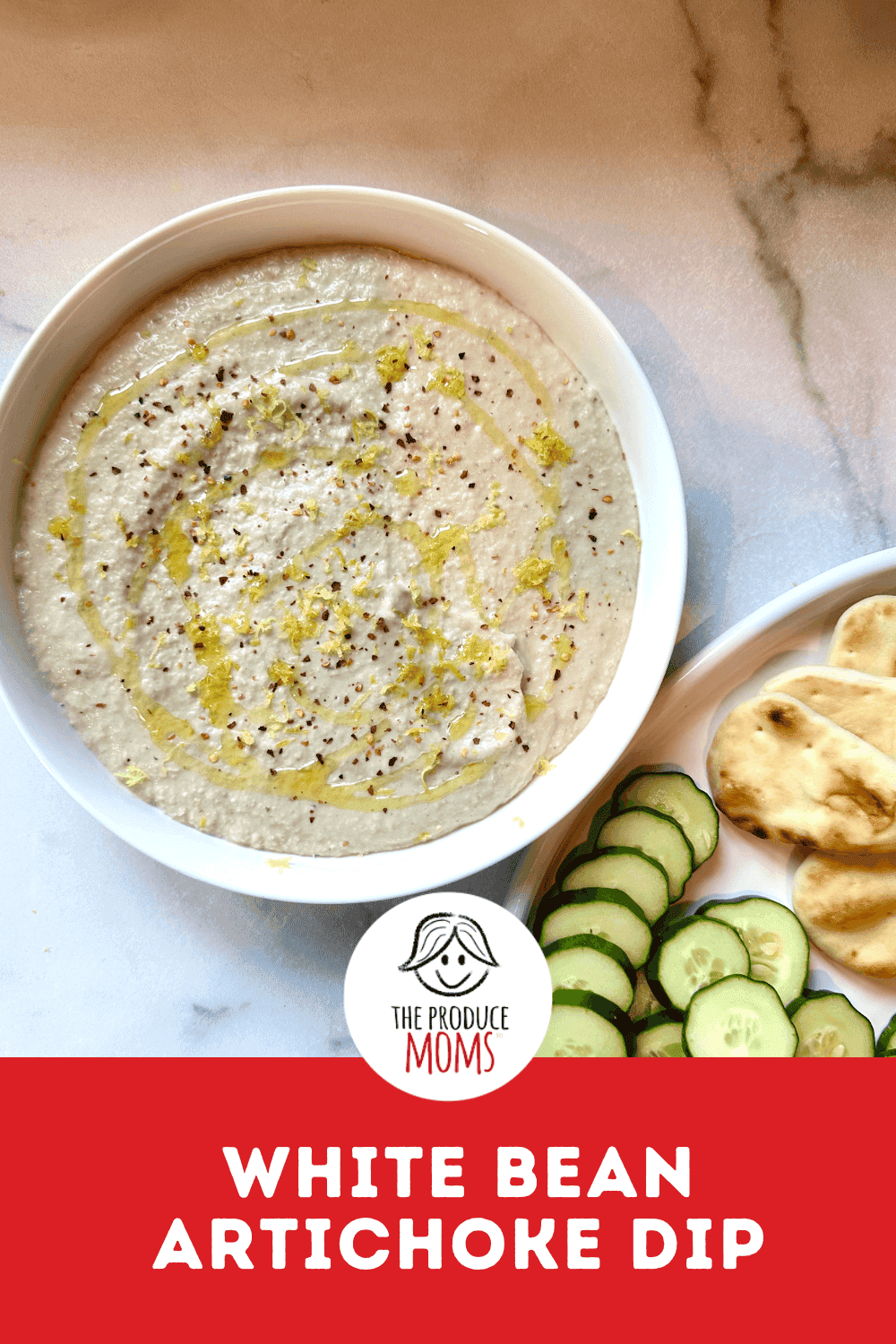 Pinterest Pin White Bean Artichoke Dip
