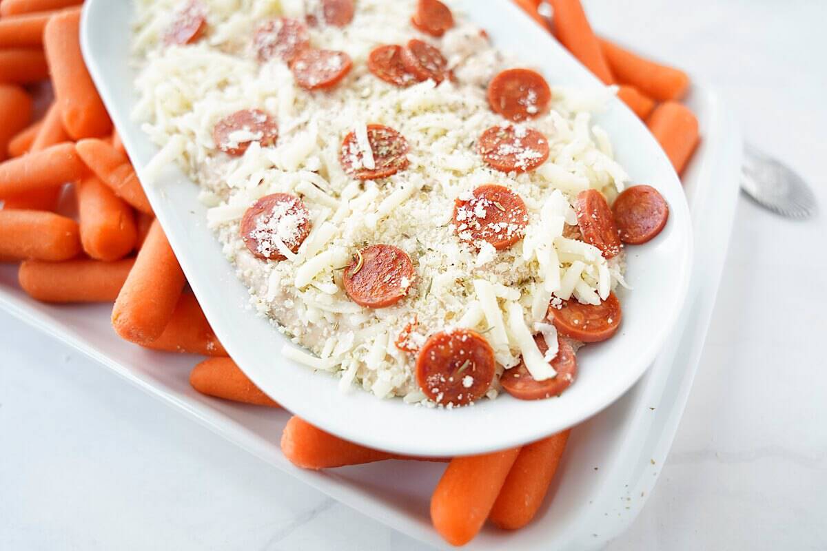Close up of the Ranch Pizza Dip
