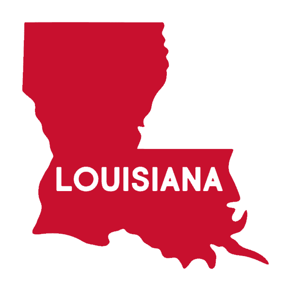 Red outline of Louisiana