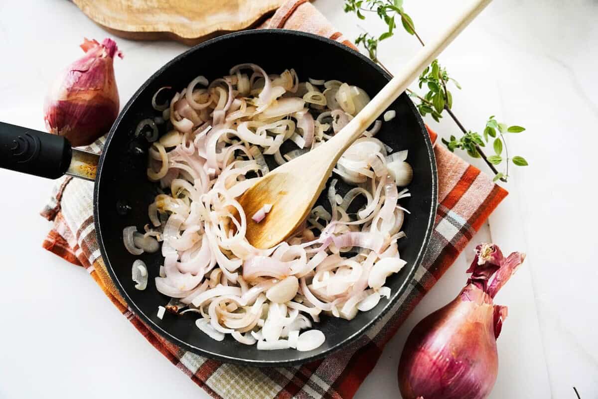 Cooking Shallots in pan