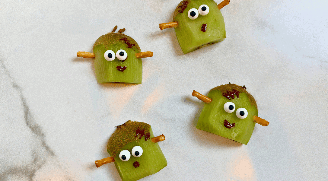 4 Kiwi Frankensteins on white marble counter
