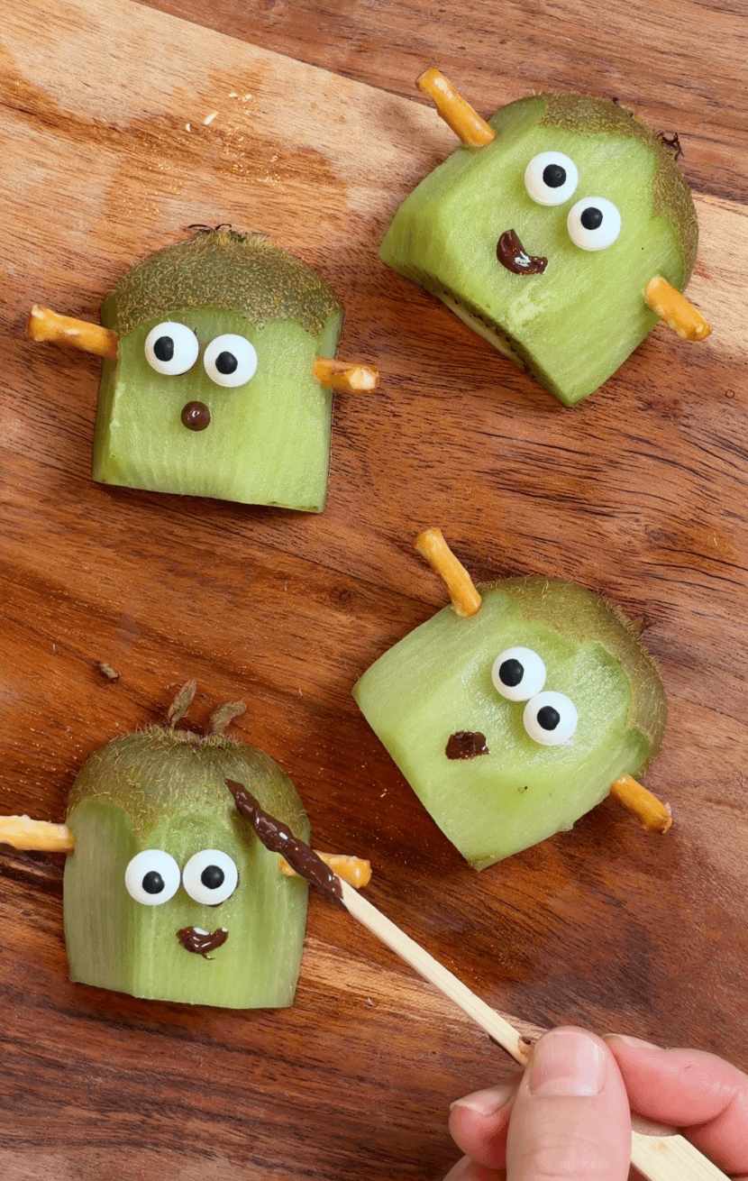 Maknig the faces for Kiwi Frankensteins