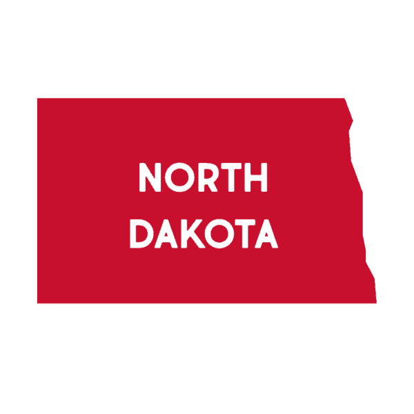 Red outline of North Dakota