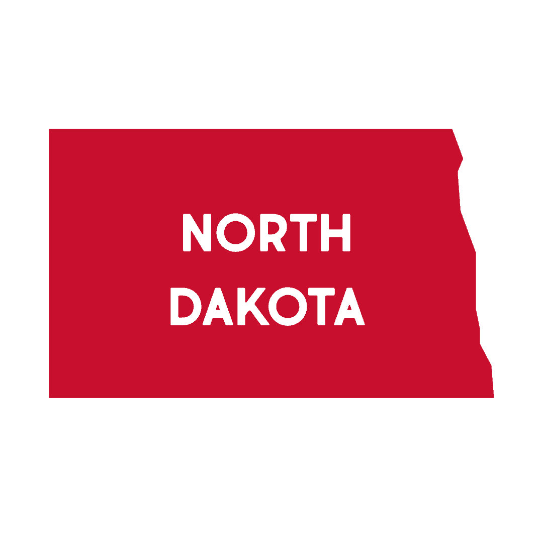 Red outline of North Dakota
